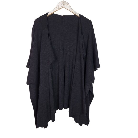 LULULEMON Top Womens One Size Heathered Black After Asana Wrap Sweater Cape - Picture 3 of 7